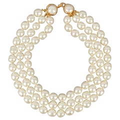 Chanel Three-Row Necklace with Costume Pearls Assembled with Knotw, 1990s