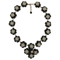 Chanel Necklace in Silver-Plated Metal And Glass Paste Camellias, 1995