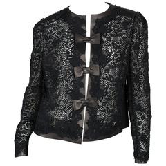 Valentino Leather and Lace Jacket - black 12