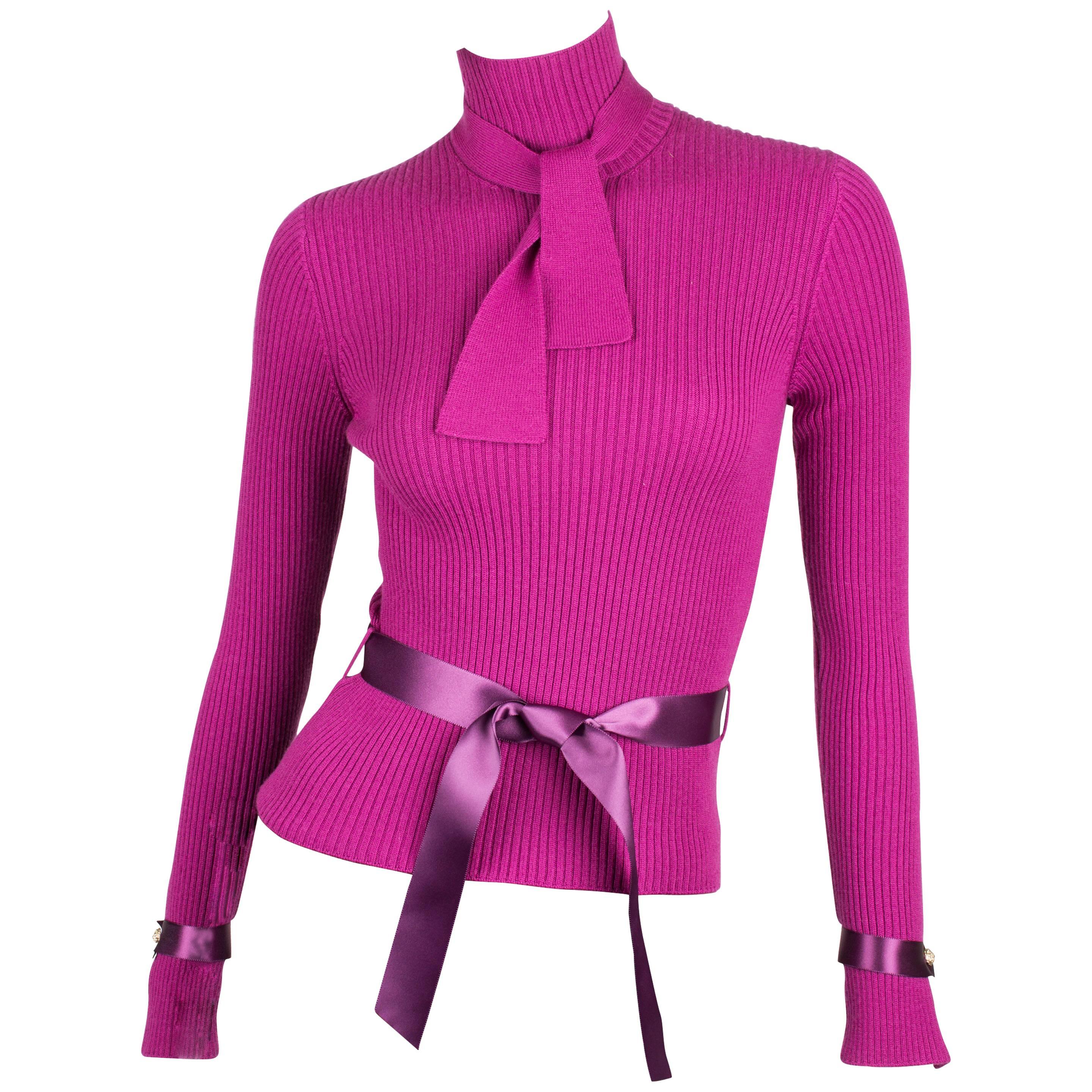 Chanel Turtle Neck Cashmere Sweater - purple For Sale