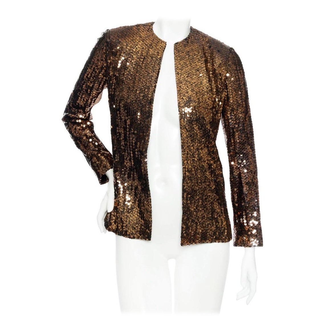 Christian Dior 1960s Copper and Black Tiger Print Sequin Jacket For Sale