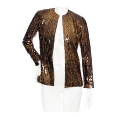 Vintage Christian Dior 1960s Copper and Black Tiger Print Sequin Jacket