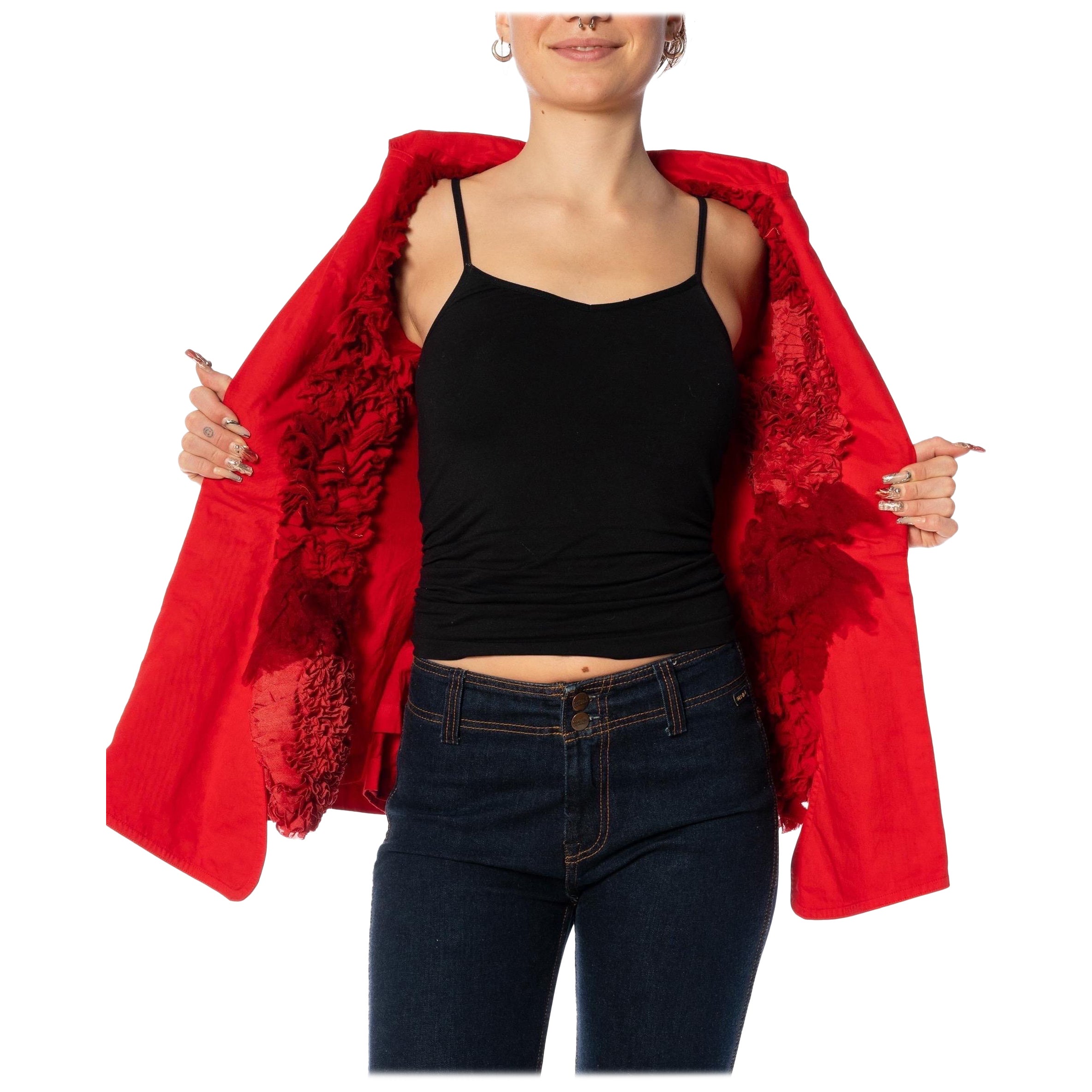 1990er COMME DES GARCONS Rot Over-Dyed Baumwolle Overdyed Jacke mit Dekonstruiert im Angebot