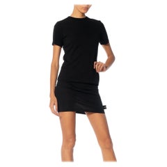 Vintage 1990S YOHJI YAMAMOTO Black Cotton T-Shirt & Tube Skirt Ensemble Deadstock