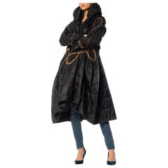 2000S JUNYA WATANABE COMME DES GARCONS Black Nylon Puffer Coat With Adjustable 