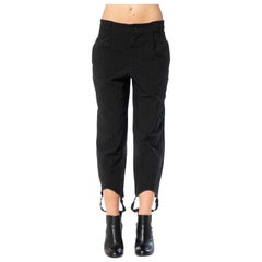 2010S COMME DES GARCONS Black Striped Polyester Crinkle Stripe Pants With Foot