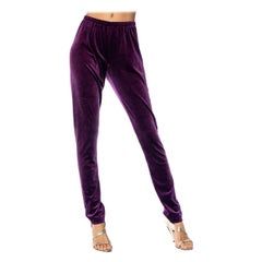 2000S JUNYA WATANABE COMME DES GARCONS Purple Polyester Velvet Stretch Pants NWT