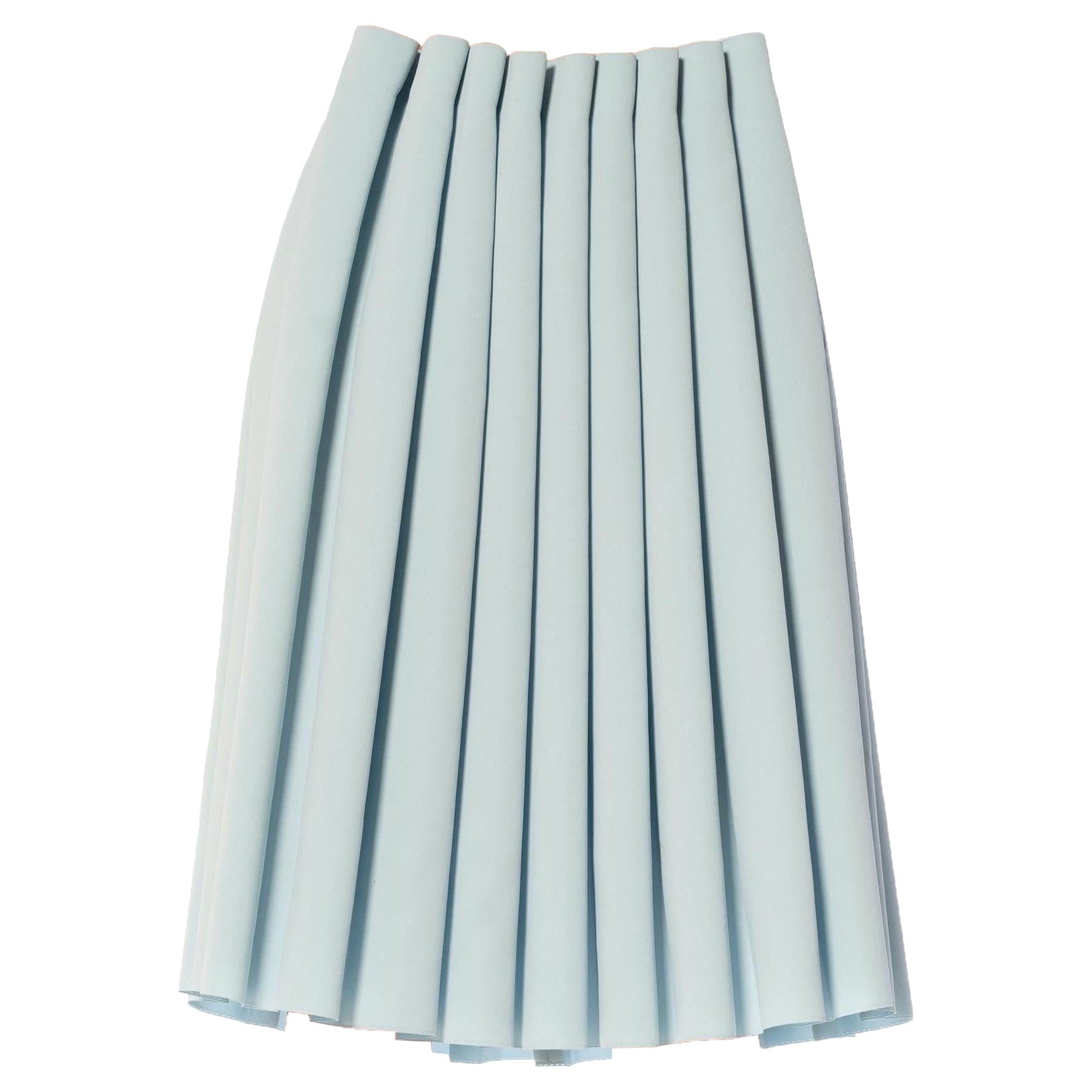 2000S ISSEY MIYAKE Powder Blue Cotton Pleated Skirt For Sale