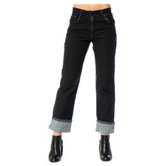 2000S MARTIN MARGIELA Black Cotton Distressed Overlay Jeans