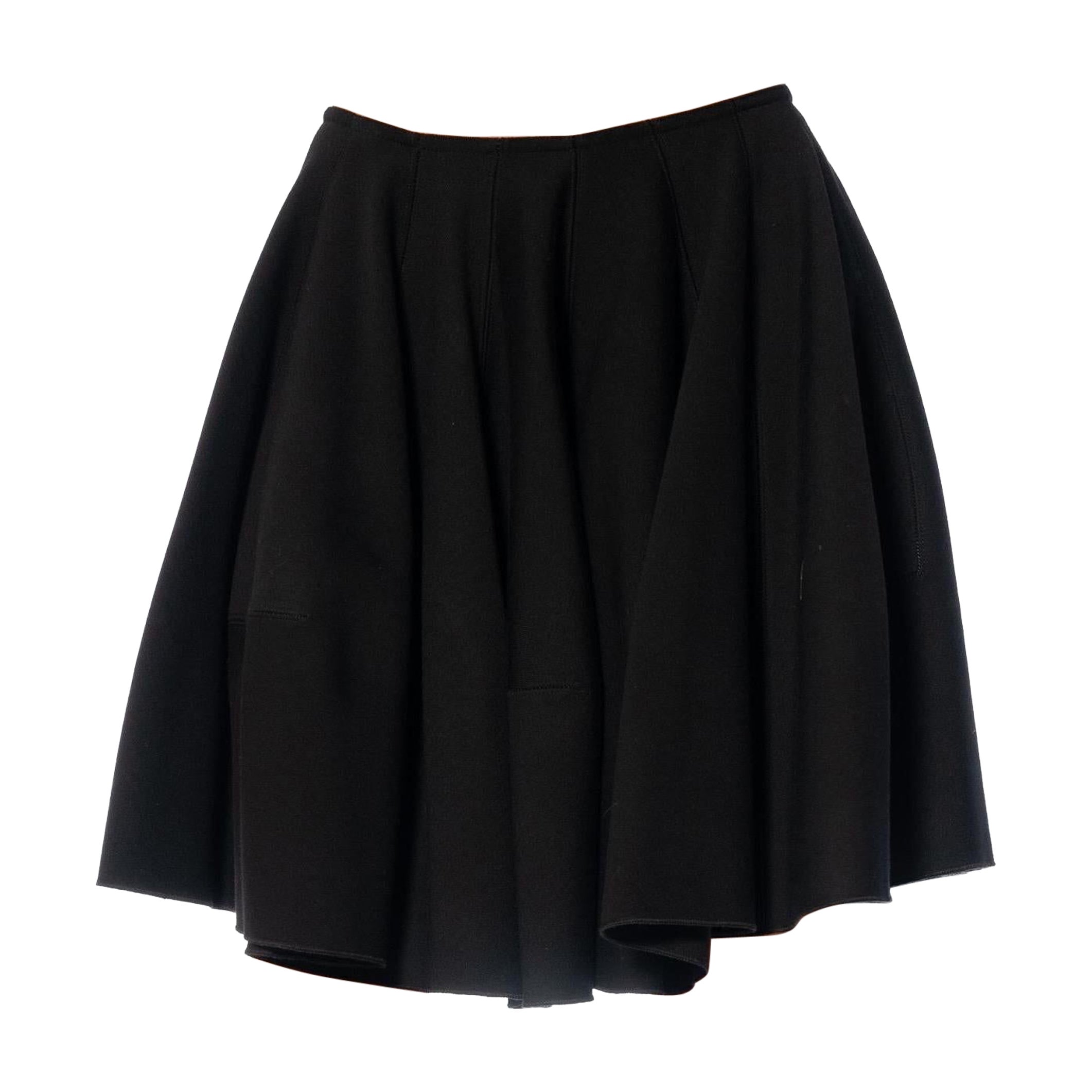 1990S ALAIA Black Wool Pleated Flared Skirt For Sale