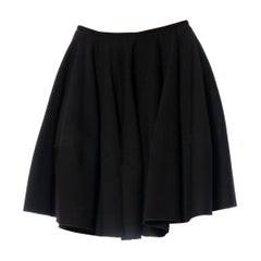 Retro 1990S ALAIA Black Wool Pleated Flared Skirt
