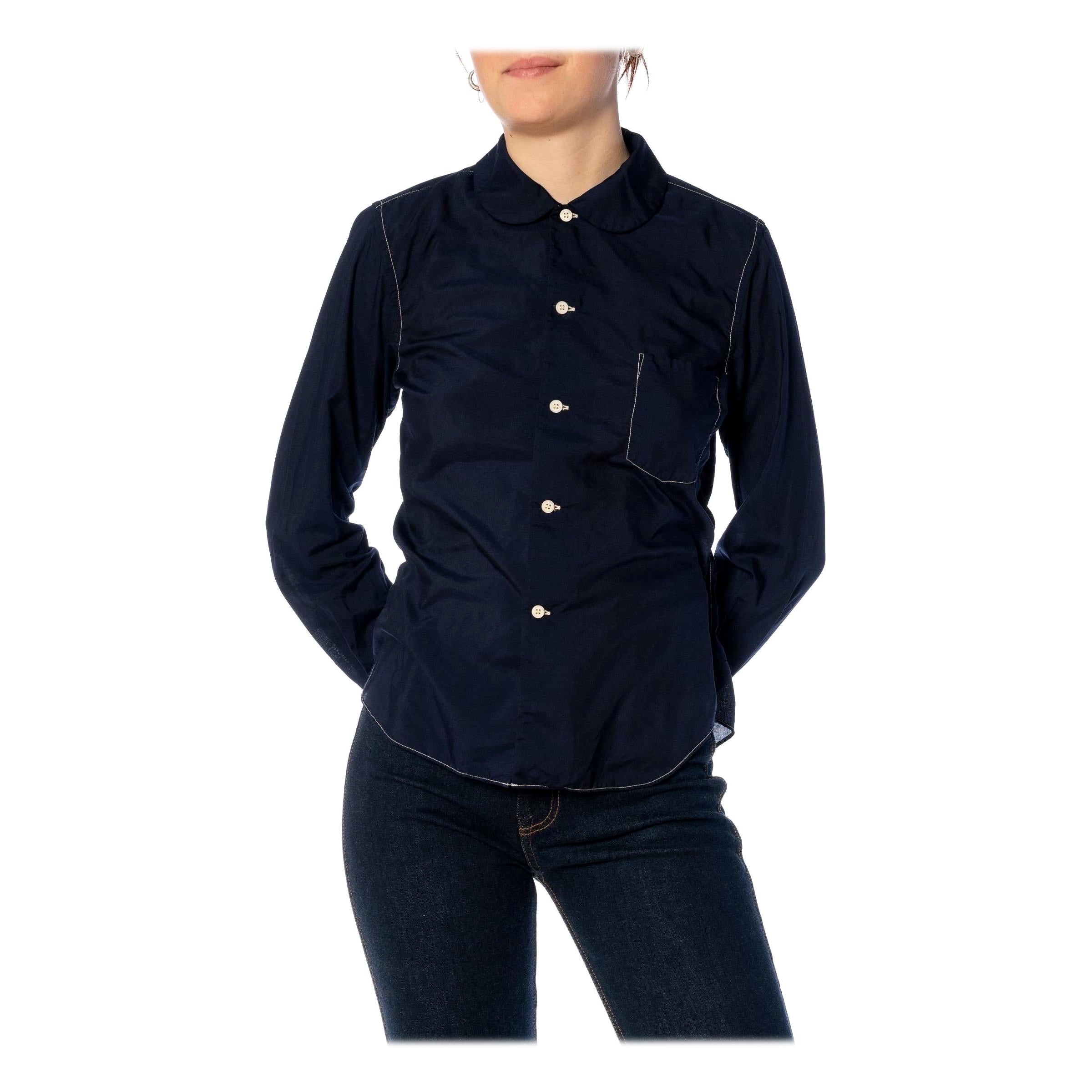 2010S COMME DES GARCONS Midnight Blue Polyester Long Sleeve Shirt 2015 For Sale