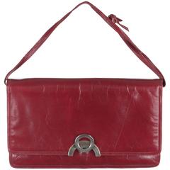BOTTEGA VENETA Vintage Burgundy Leather FLAP PURSE Shoulder Bag CLUTCH
