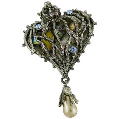 Christian Lacroix Vintage Encaged Heart Brooch