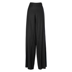 Pantalon à jambes larges en laine noire Chanel 