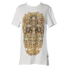 Maglietta in cotone bianco stampato Just Cavalli