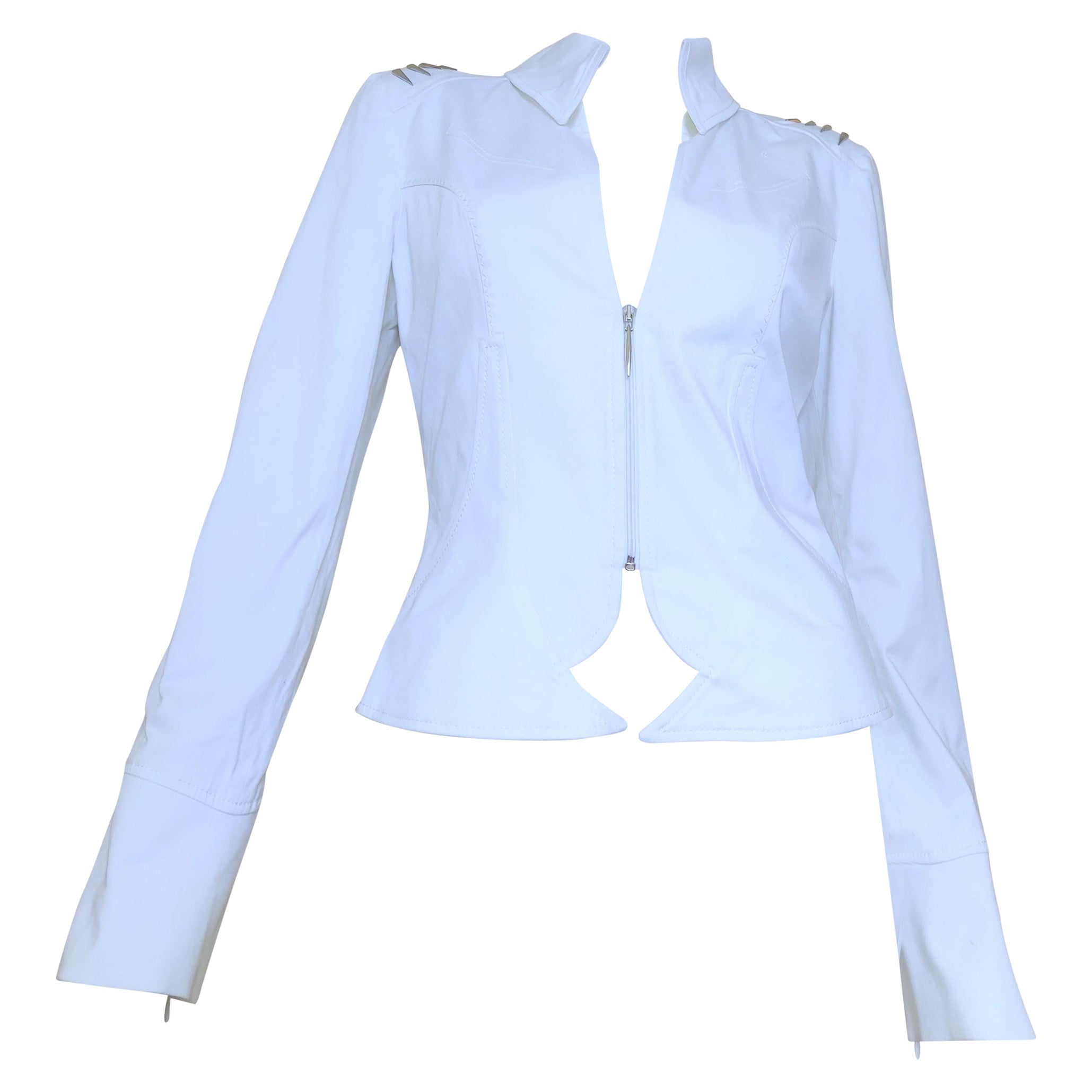 Thierry Mugler Panel Transparent Rivet Riveted Metal Star Zipper Veste moyenne