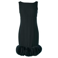 Black silk sleeveless cocktail dress with organza petals edge Armani Collezioni