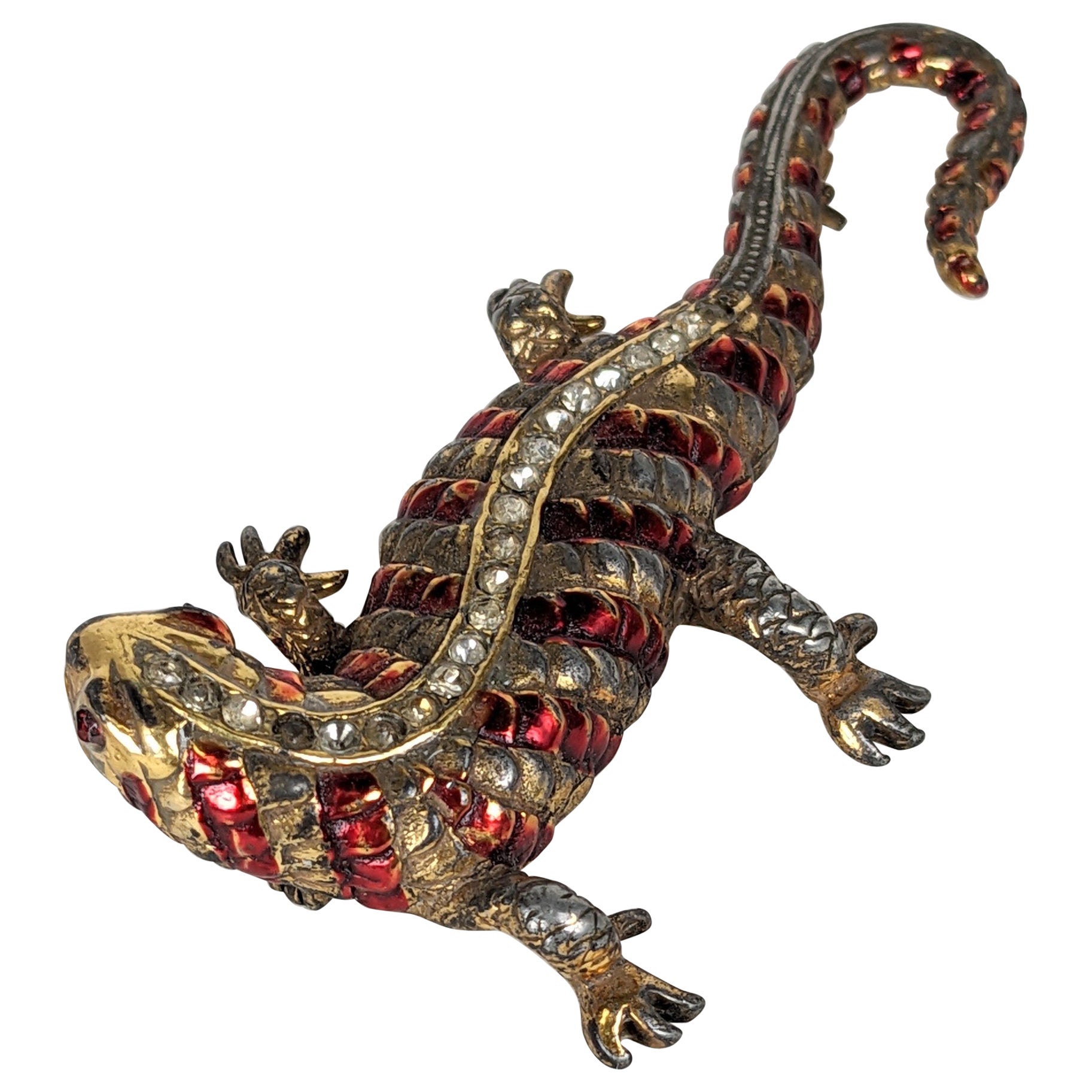 Art Deco Enamel Salamander Brooch