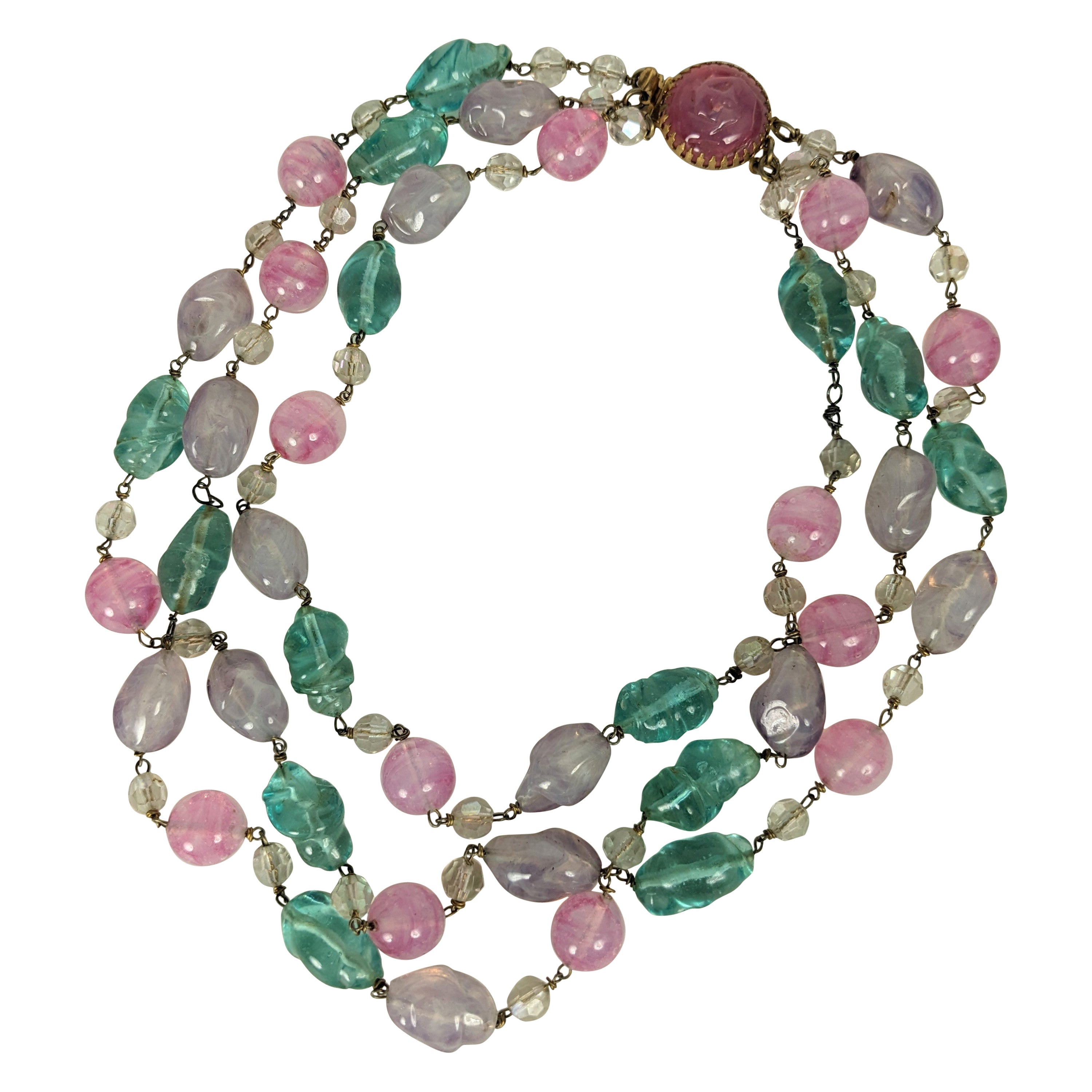 Louis Rousselet Pastellfarbene Perlenkette im Angebot