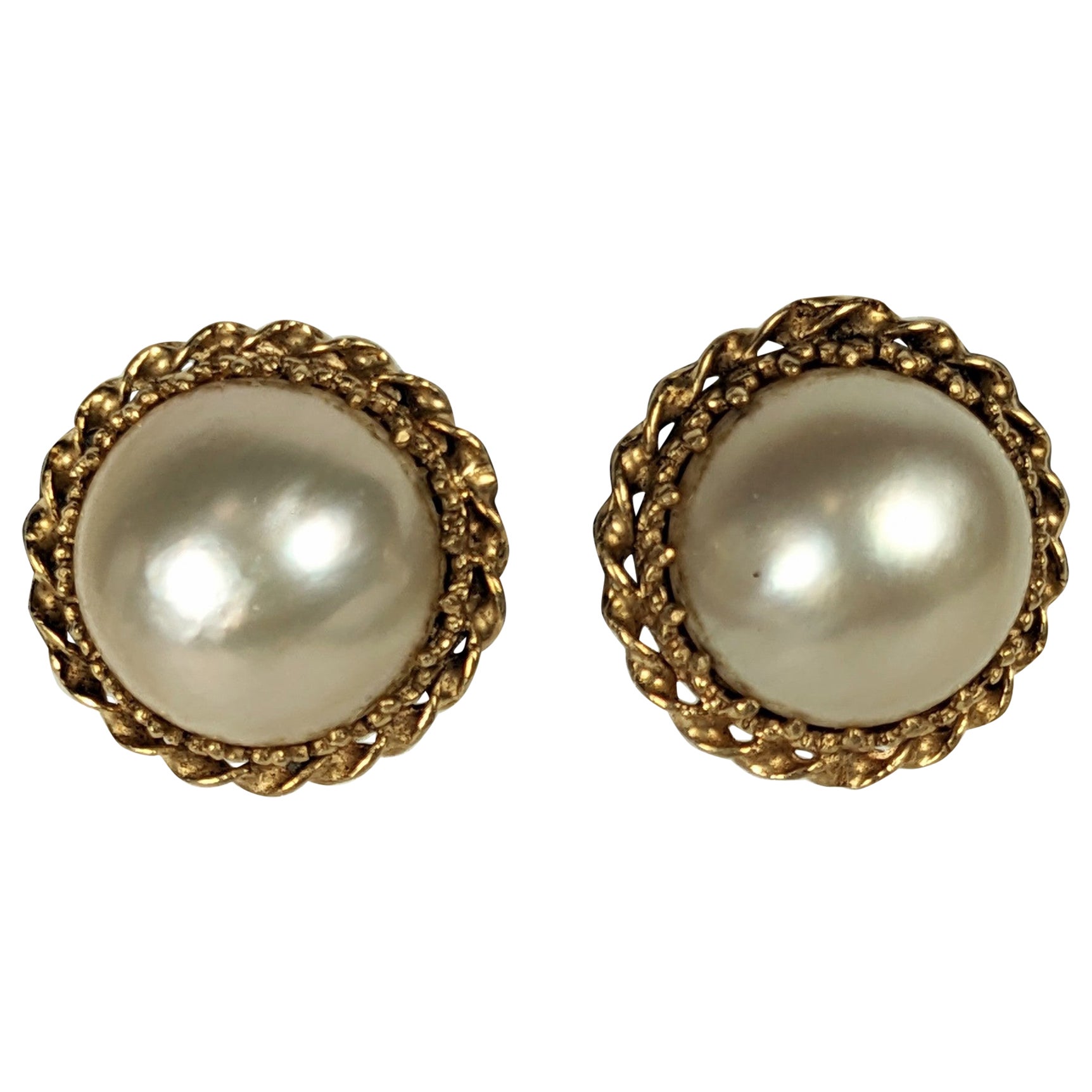 Mabe Pearl Stud Earrings For Sale