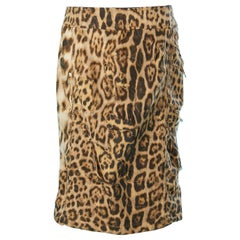 Leopard printed skirt with ripped- off silk chiffon over-lays Roberto Cavalli 