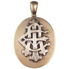Antique Victorian AEI locket pendant, Silver plated 