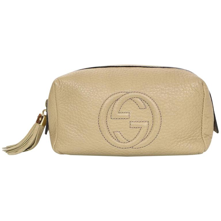 Gucci Taupe Leather SoHo Small Cosmetic Bag For Sale at 1stDibs soho