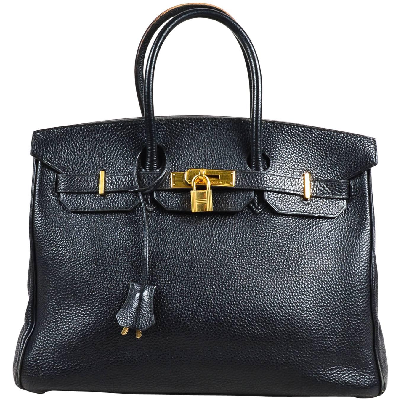 Hermes Black Togo Leather Gold Plated Hardware "Birkin" 35 cm Bag For Sale