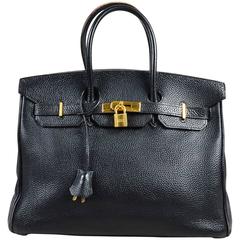 Hermes Black Togo Leather Gold Plated Hardware "Birkin" 35 cm Bag 6