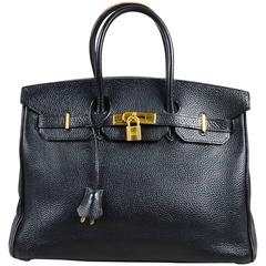 Hermes Black Togo Leather Gold Plated Hardware "Birkin" 35 cm Bag