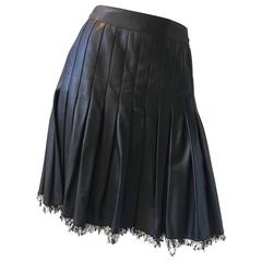 Chanel 05A Pleated Leather Skirt 
