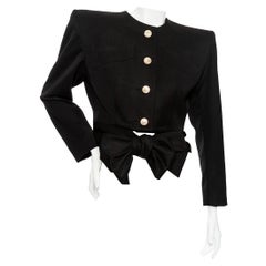 Dolce & Gabbana Black Wool Structured Tie-Waist Blazer