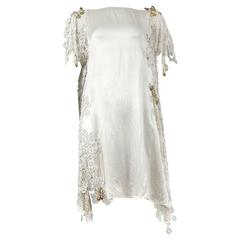 Versace White Lace Safety Pin Dress