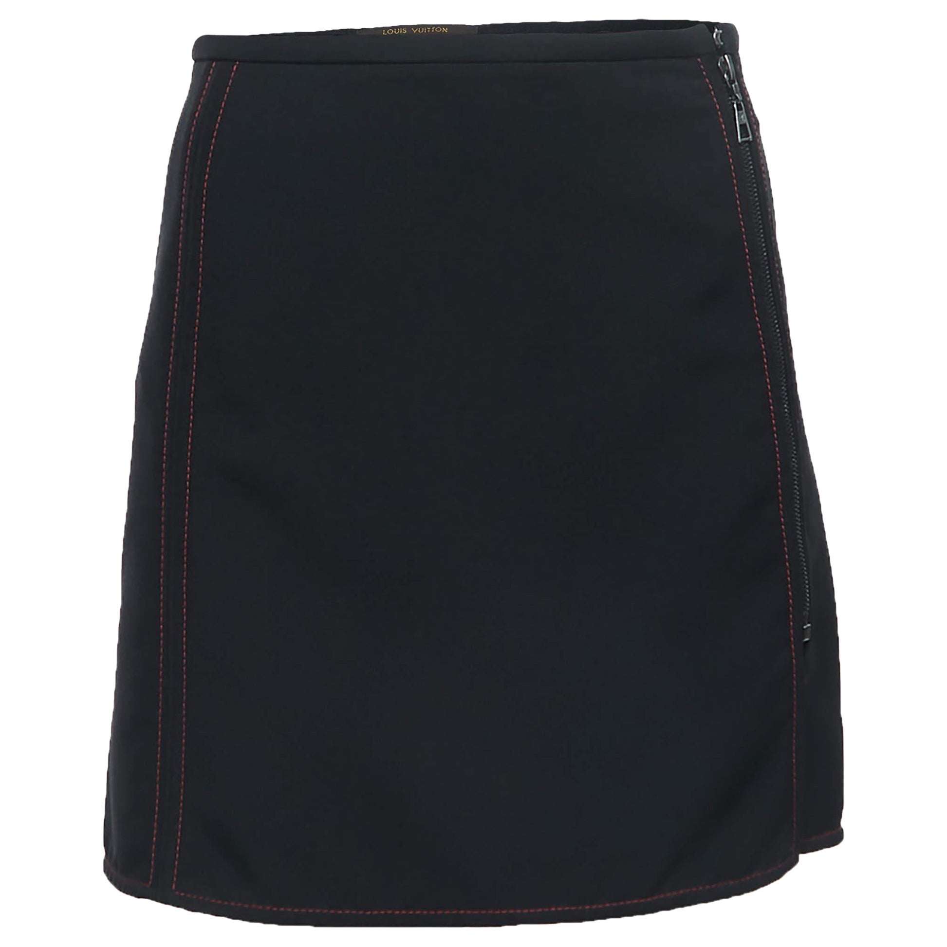 Louis Vuitton Black Nylon Zip Front Mini Skirt S