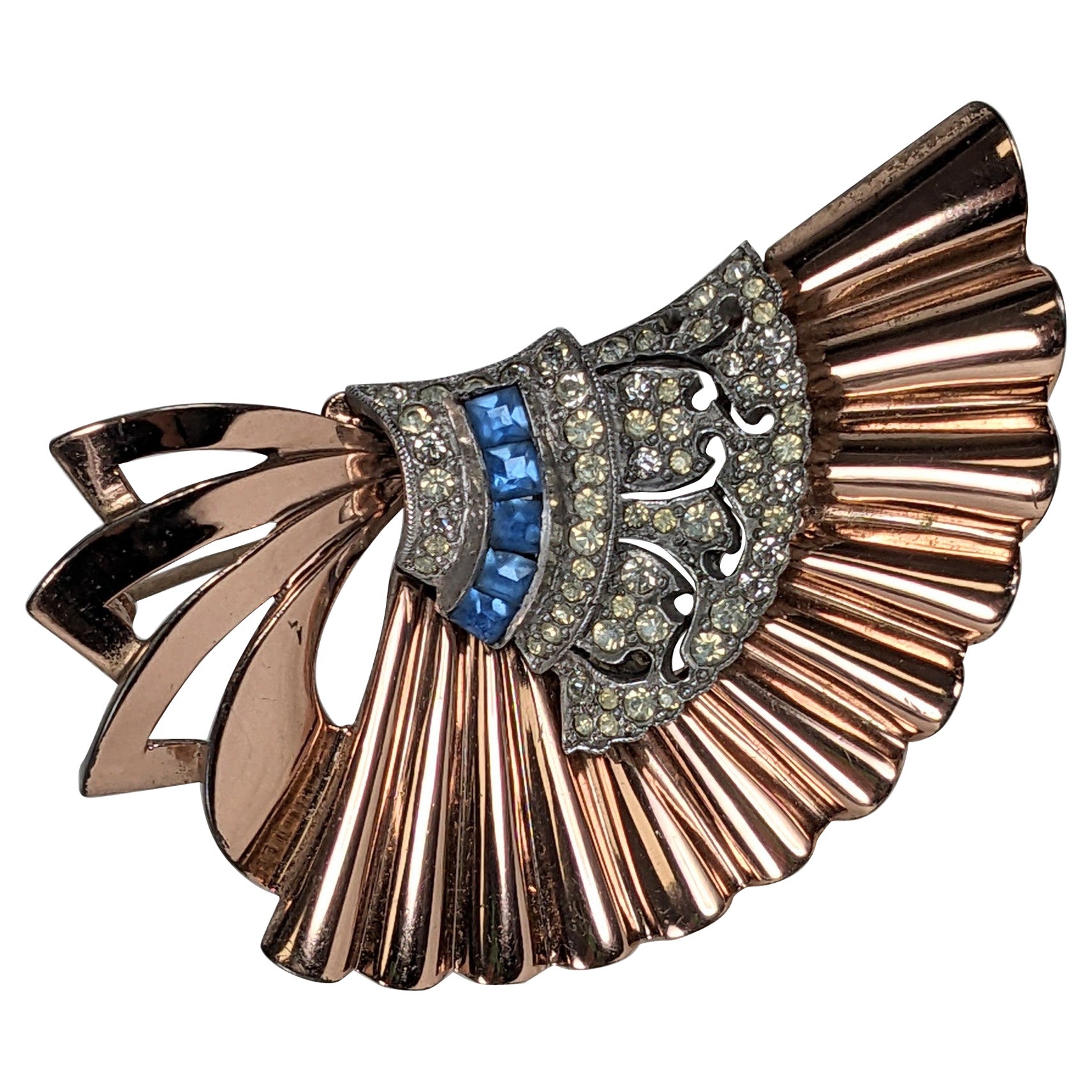 Pennino Pink Gold Vermeil Retro Brooch For Sale