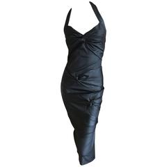 Christian Dior by Galliano Black Stretch Bodycon Knot Dress
