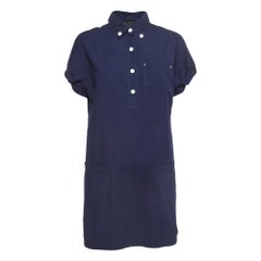 Louis Vuitton Navy Blue Cotton Mini Shirt Dress M