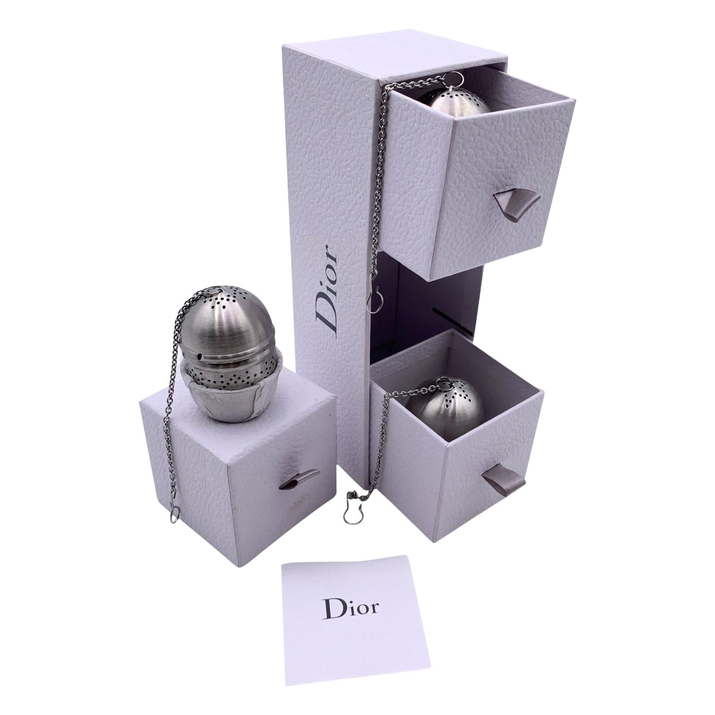 Christian Dior Limited Edition Tea Time Silver Metal Tea Infuser Set For Sale