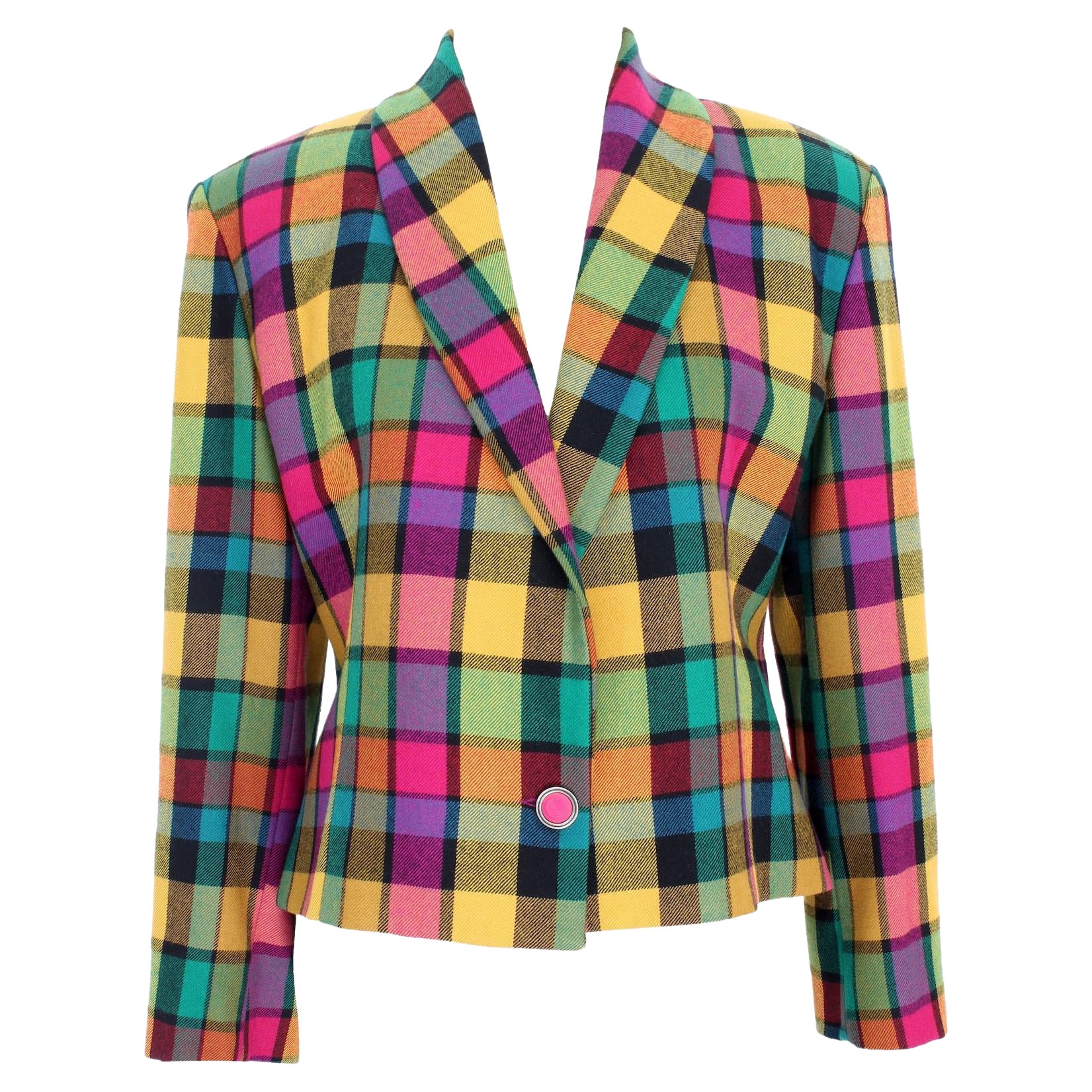 Versace Multicolor Wool Check Jacket 1990s