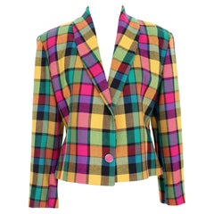 Versace Multicolor Wool Check Jacket 1990s