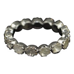 Antique Certified natural real uncut diamond oxidized sterling silver ring eternity band
