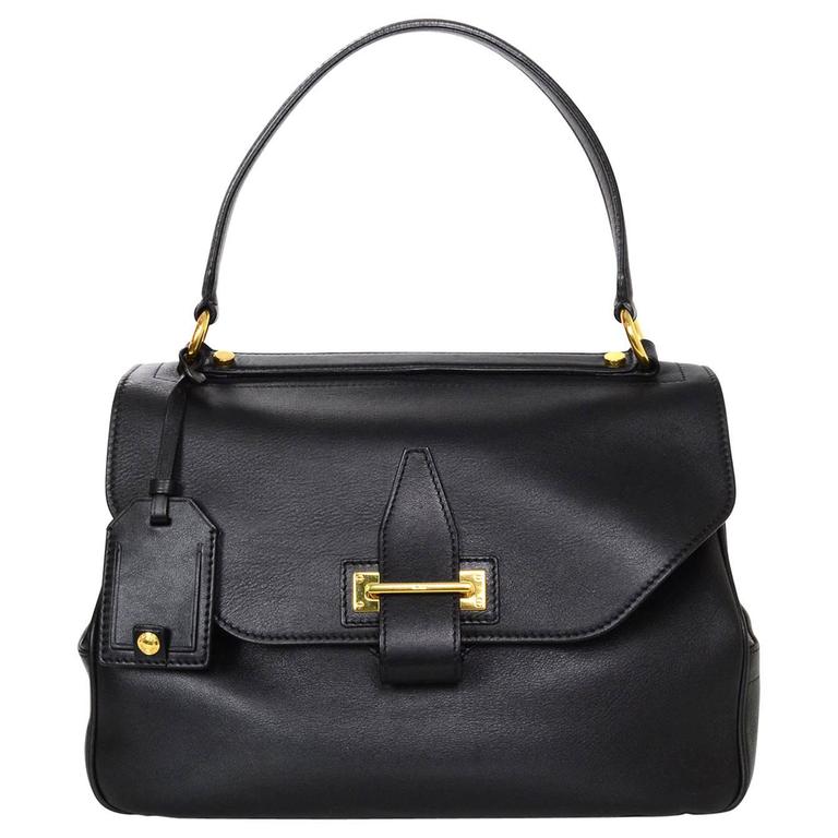 Tom Ford Black Leather Top Handle Satchel Bag rt. 3,800 For Sale at