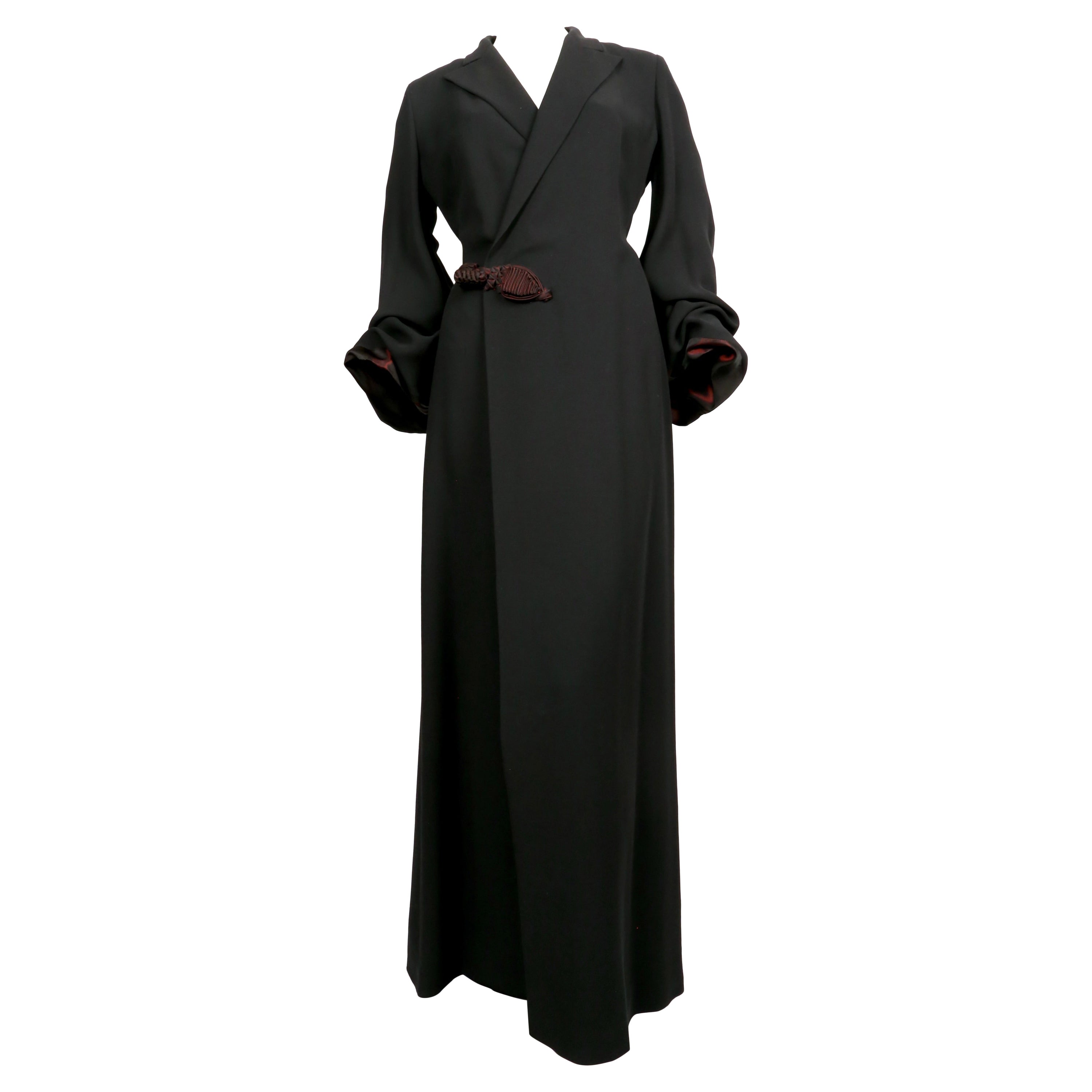1997 JEAN PAUL GAULTIER RUNWAY maxi coat with frog closure & billowing sleeves For Sale