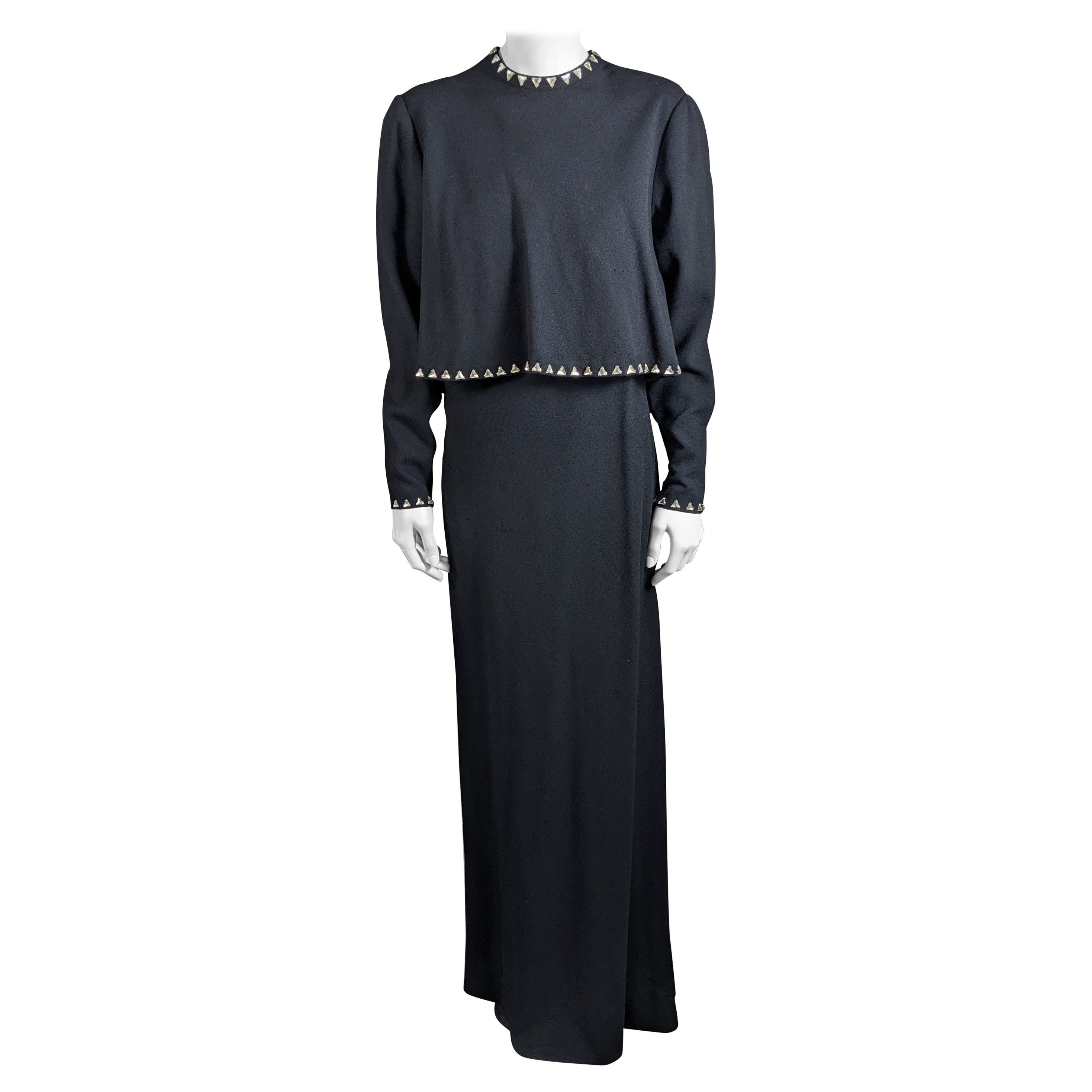 Pauline Trigere Crystal Wool Crepe Crystal Gown For Sale