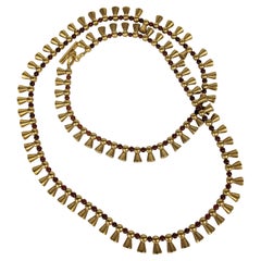Halskette aus mattem Gold und Karneol Pate de Verre, Varga