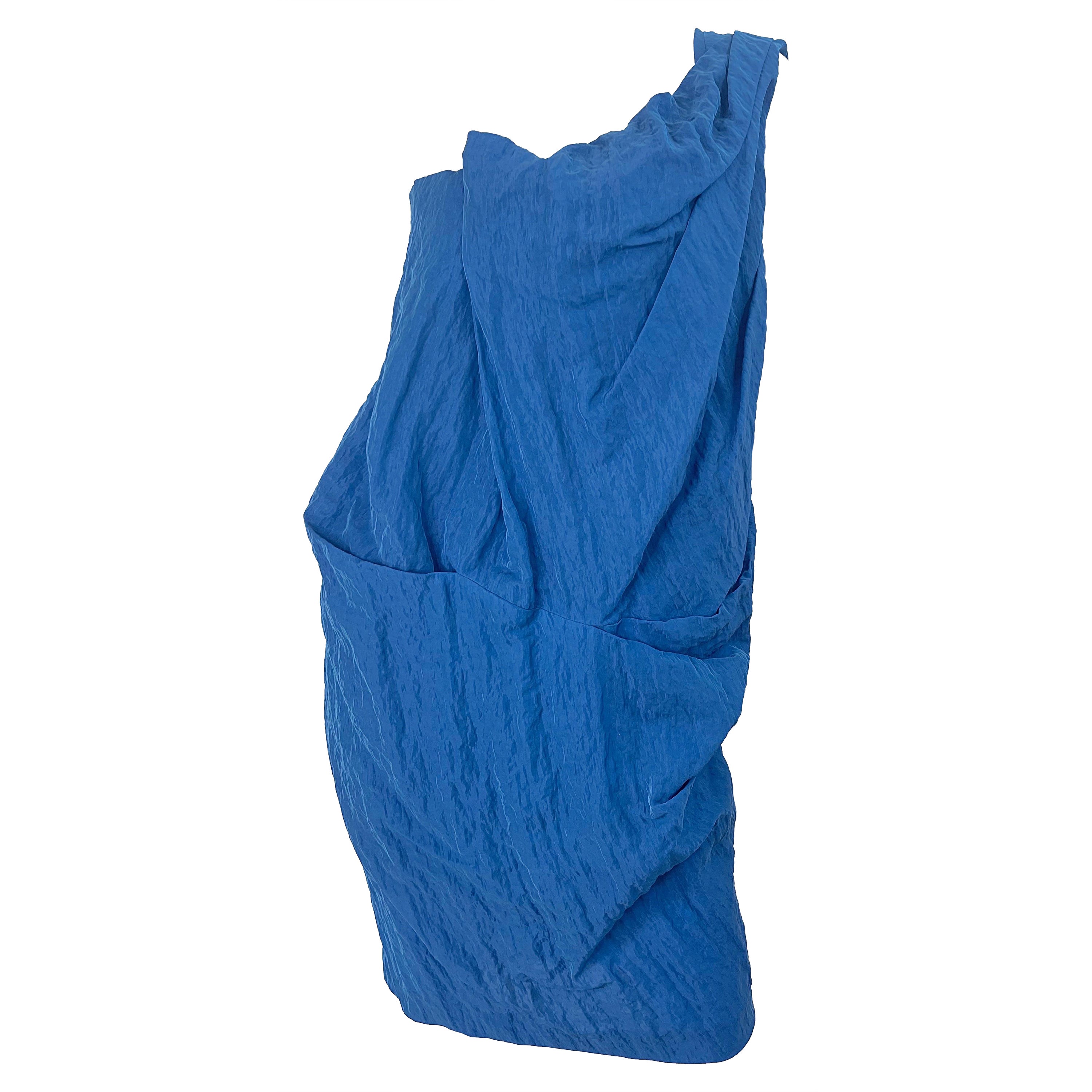 NEU Ports 1961 Laufsteg Frühjahr 2011 Größe 10 Blaues griechisches One-Shoulder-Kleid im Angebot