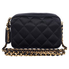 Chanel Mini Satin Leather Quilted Camera Cross Body Bag 1996