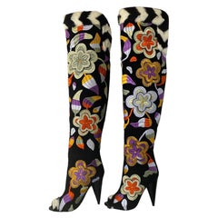 Tom Ford F/W 2013 Over-the-knee Boots with 2-D Flower Embroidery Size 37 - US 7