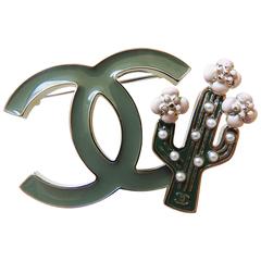 NIB NEW Chanel ✿*ﾟ2017 Resort CUBA Cactus Camellia Glass Pearl Bag Charm Brooch